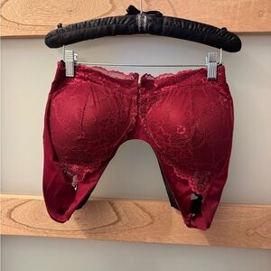 Two front clasp lace bras - one black one Burgundy - super comfy